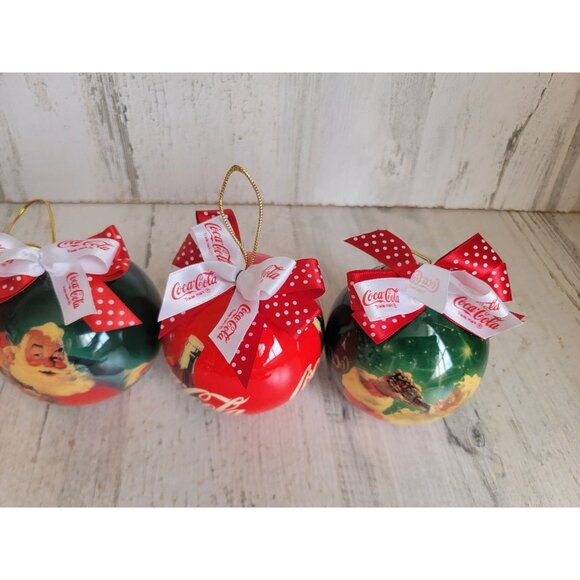 Enesco coke ball Coca-Cola Santa Claus vintage ornament Xmas set - Picture 5 of 7